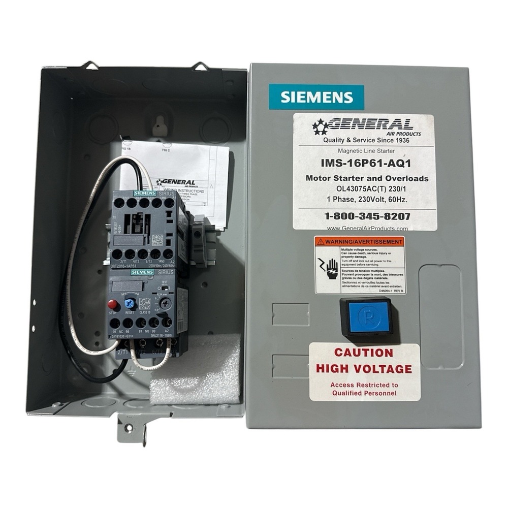 SIEMENS IMS-16p61-AQ1 Motor Starter & Overload 3PH, 208V, 60HZ Magnetic Line St
